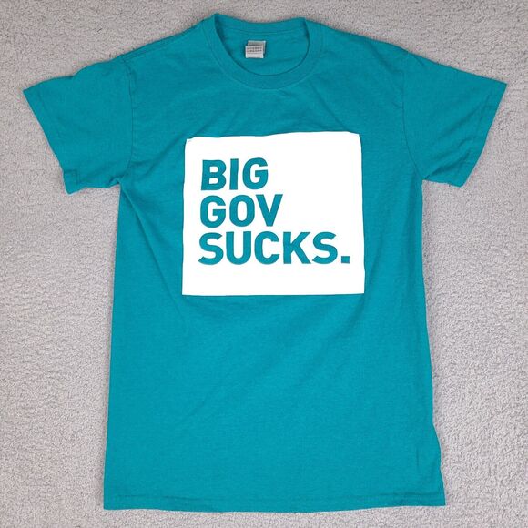 TPUSA Shirt Adult Small Blue Aqua Big Gov‎ Sucks 2019 Event Tee - Picture 1 of 11